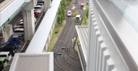 屋上から見るミニ運転列車