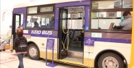 展示してある京王バスで乗車体験