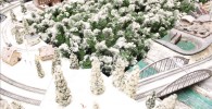 クリスマスバージョンの鉄道ジオラマ模型
