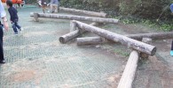 丸太の平均台の遊具