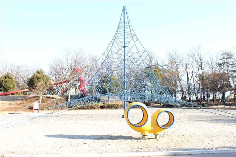 大きなツリー型のロープアスレチック（御勅使南公園）